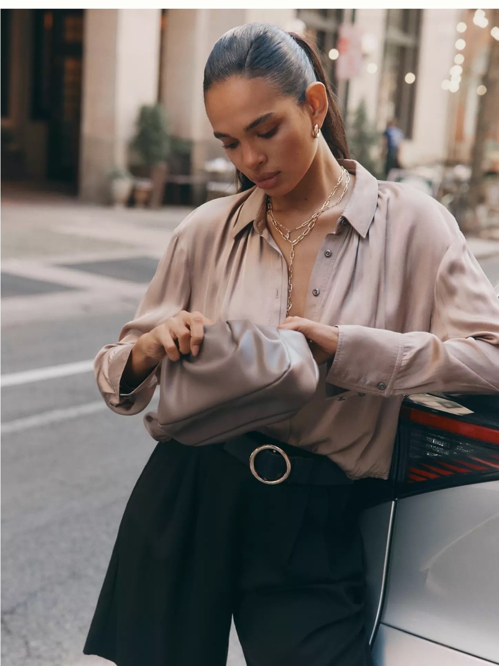 Anthropologie pilcro satin buttondown blouse